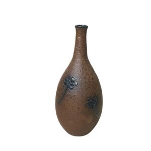 Handmade Floral Ceramic Vase Brown